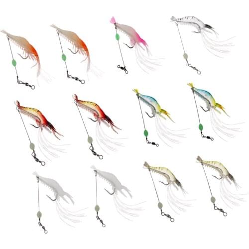 12x soft bait shrimp bait 360 degree swivel lifelike stimulation 8cm