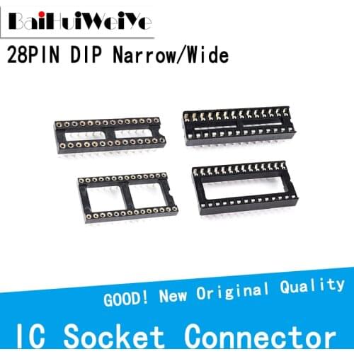 20PCS/LOT DIP28 28PIN 28P DIP SIP Narrow Wide IC Socket Sockets Adaptor Solder Type IC Socket Connector Type 2.54MM
