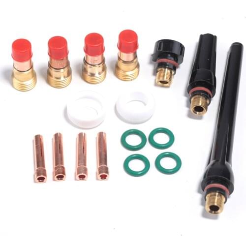 21pcs/set New TIG Welding Torch Gas Lens #10 Pyrex Cup Kit For Tig WP-17/18/26 Torch Welding Accessories