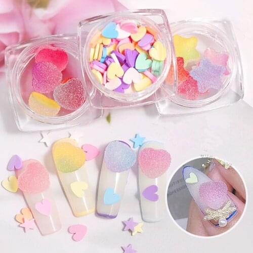 3D Heart Star Nail Art Decorations Gradient Colorful Soft Fudge Designs Sweet Candy DIY Accessories For Nails Manicure