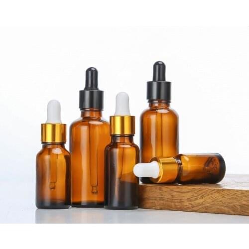 500pcs 5ml/10ml/15ml/20ml/30ml/50ml Empty Amber Dropper Bottle Glass Essential Oil Liquid Aromatherapy Pipette Perfume Container