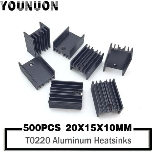 500PCS YOUNUON T0220 20x15x11mm Aluminum Heatsink Heat Sink Cooling Fin For VGA RAM Stepper Driver MOSFET Transistor IC