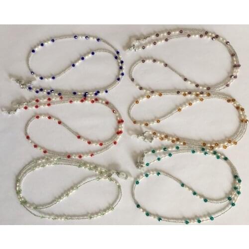 6 pieces/lot assorted colored fresh water pearl and glass beaded eyeglass chain retainer sunglass holder