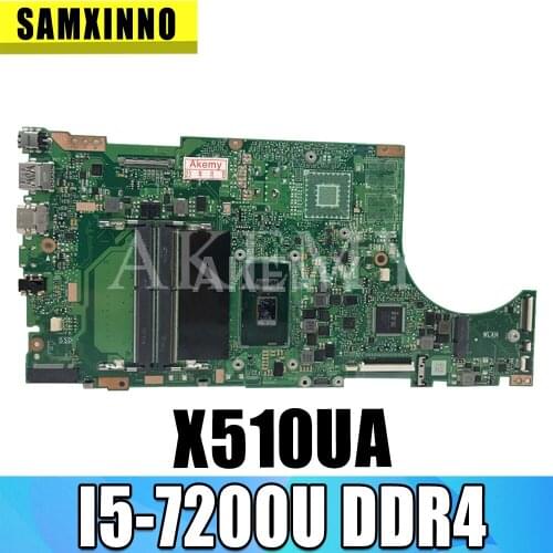 Akemy X510UA For Asus X510U X510UN X510UR X510URR X510UQ Laotop Mainboard X510UA Motherboard W/ I5-7200U CPU DDR4