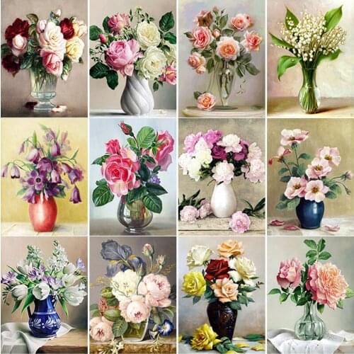 New 5D DIY Diamond Painting Vase Diamond Embroidery Flowers Cross Stitch Full Square Round Drill Crafts Home Decor Manual Gift