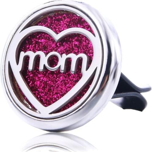 Love Mom Car Air Diffuser Stainless Steel Vent Freshener Car Essential Oil Diffuser Perfume Aromatherapy Necklace Open Locket