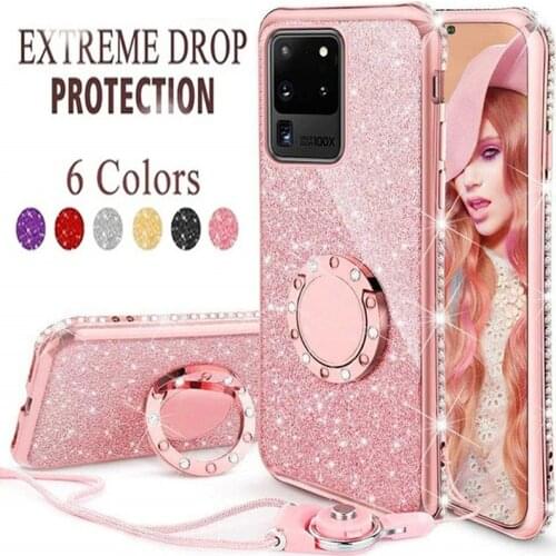 Shiny Bling Phone Case for Samsung Galaxy S21 S20 FE Note 20 Ultra A52 A72 A22 A12 Note 8 9 S10 S9 Plus Stand Glitter Star Cover