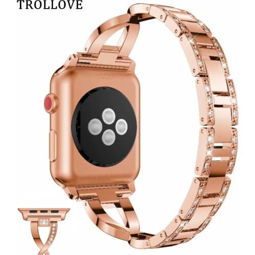 Strap For Apple Watch band Apple Watch 4 3 for iwatch Band 42mm 38mm 44mm 40mm Diamond Stainless Steel Bracelet Accessories