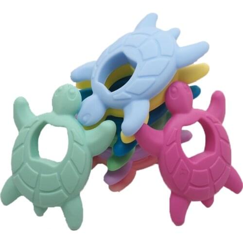 Chenkai 10PCS BPA Free Baby Silicone Turtle Teether Silicone Tortoise Teething Food Grade For DIY Nursing Pacifier Chain Gifts