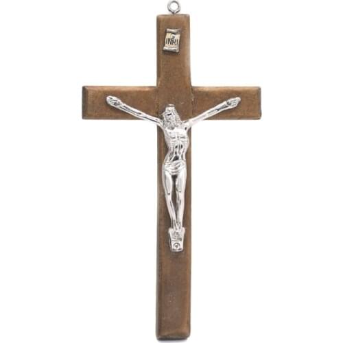 Wooden Jesus Cross Pendant Christ Suffering Statue Cross Religious Prayer Jesus Decoration Religious Prayer Hand Holding