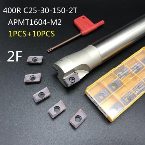 10PCS APMT1604 M2 + 1PCS 25mm milling cutter BAP400R C25-30-150-2T machining center tool holder carbide insert lathe cutter