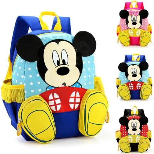 New Disney Minnie Mouse Childrens bag Cartoons Childrens backpack Mickey Mouse Pattern Backpack School Bag for Boys Girl