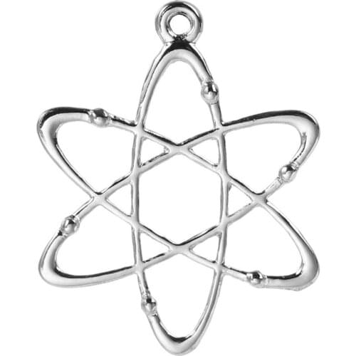DoreenBeads Zinc Based Alloy Atom Chemistry Science Pendants Silver Color Color Gold Color For DIY Jewelry 33mm x 26mm, 10 PCs