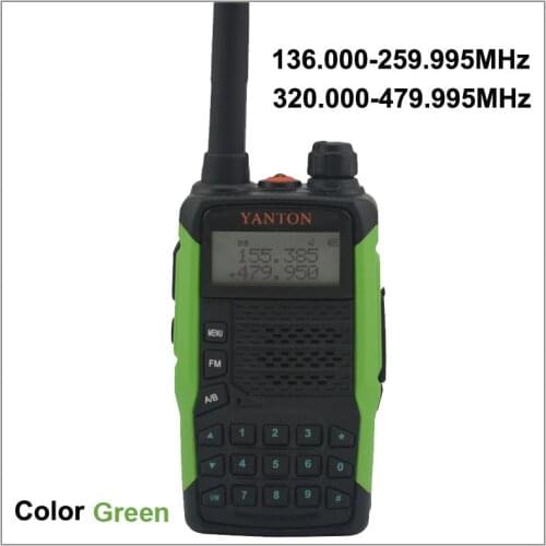 TX & RX both from 136.000-259.995MHz & 320.000-479.995MHz Dual Band FM Portable Two-way Radio YANTON GT-03 Color Green