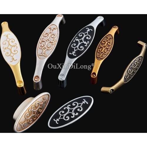 European 10PCS Exquisite Carved Kitchen Cabinet Door Pulls Handles Cupboard Wardrobe Drawer Wine Cabinet Handles and Knobs