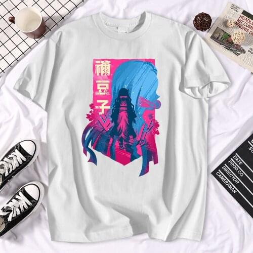 Demon Slayer Kamado Nezuko Japanese Anime Kimetsu No Yaiba T-shirts Men Summer Casual Brand Hip Hop T Shirt Harajuku Streetwear
