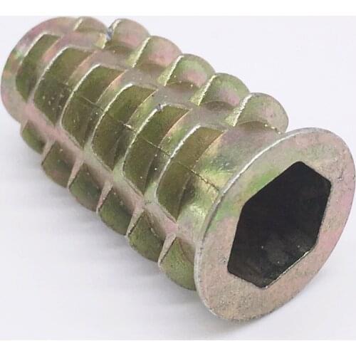 Wkooa 3/8-16x20mm Threaded Insert Nut Furniture Nuts For Wood Hex Socket Screw Flanged Barbed Zinc Pack 100