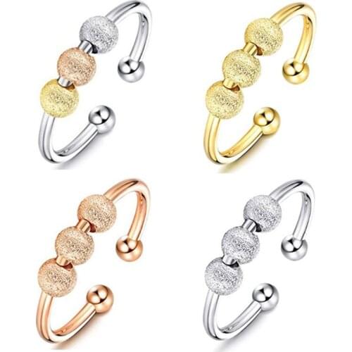 Beads Ring Adjustable Ring Beads Rotate Freely Anti Anxiety Stress Ring Jewelry Anti Stress Anxiety Ring Toy For Girl Women