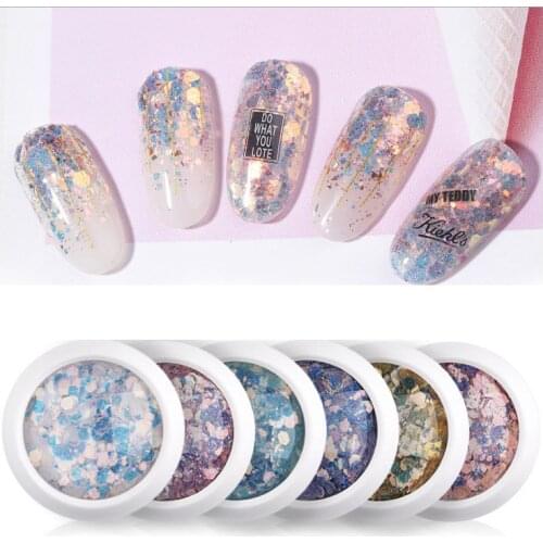 Box Nail Mermaid Glitter Flakes Sparkly 3D Hexagon Colorful Sequins Spangles Polish Manicure Nails Art Decorations