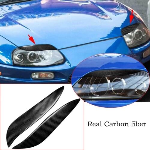 Real Carbon Fiber Headlight eyebrow Eyelid Cover Fit For Toyota Supra 1993-1998