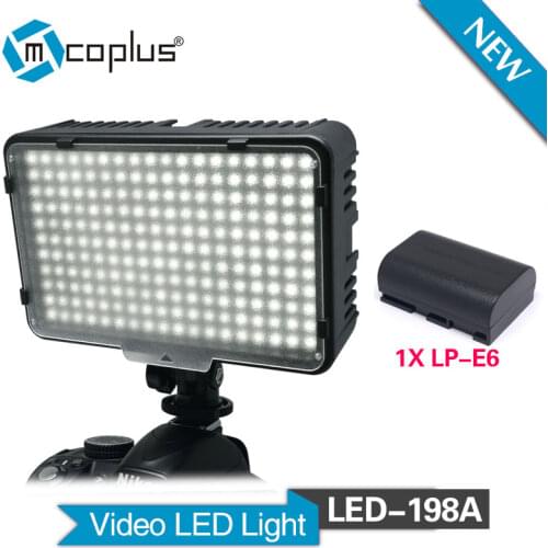 Mcoplus 198A LED with 1pcs LP-E6 battery for DV Camcorder & Canon Nikon Pentax Sony Panasonic Olympus Digital SLR Cameras