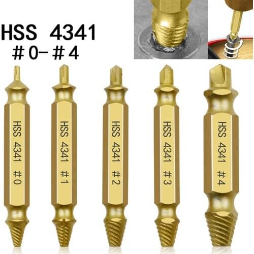 5Pc Damaged Screw Extractor Drill Bits Guide Kit Titanium Broken Speed Out Easy out Bolt Stuck Stripped Screw Remover