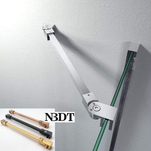 Stainless Steel Matt Black High Polished Gold Wall-to-Glass Support Bar Bracket Fixing Adjustable Arm Shower Enclosure