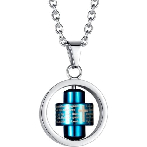 Wholesale Items Punk Thick Chains On The Neck Round Christian For Mens Chain Exquisite Necklace Rotatable Stainless Steel Boys