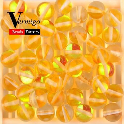 Wholesale Hight Quality Smooth Yellow Moonstone Austrian Crystal Loose Beads For Needlework Jewelry Making Handmade Bracelet