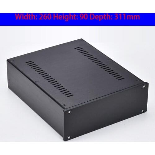 KYYSLB 260*90*311mm All Aluminum Amplifier Chassis House Enclosure DIY 2609 Preamp Headphone Amplifier Case with Blank Shell
