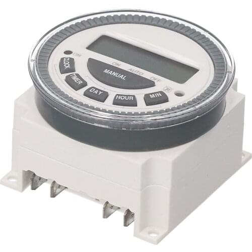 12V Weekly Programmable Digital Timer Switch with Dust Cover Panel Mounted Electrical Timer 16 Independent ON/ OFF Programs