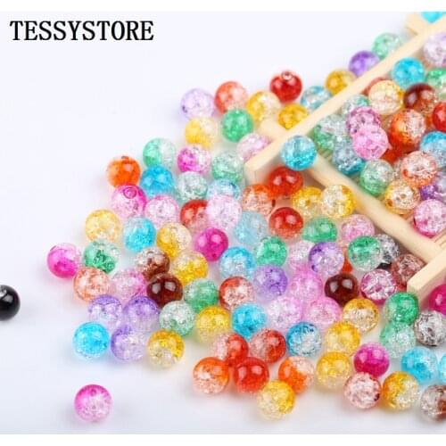10mm Mix Color Acrylic Colored Transparent Beads Round Broken Inside Beads For Jewelry Making Necklace Bracelet DIY Accessories