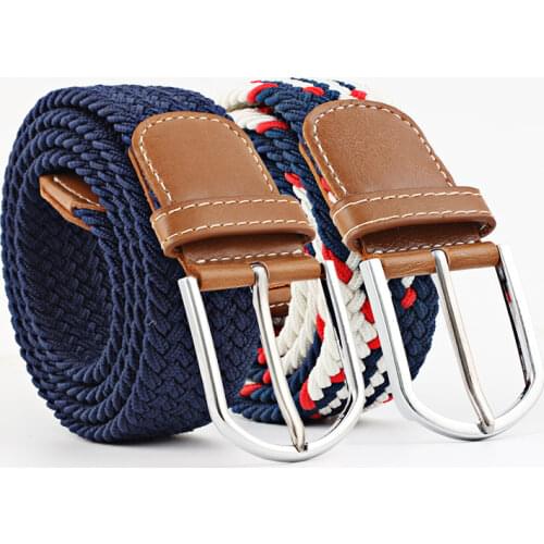 2020 New High Quality Fashionable Elastic Canvas Belts for Women Knitted Buckle Adjustable Belt Male Canvas Belts for Jeans
