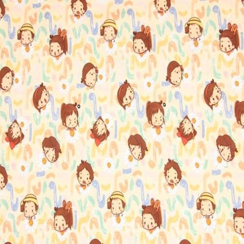 Cartoon Kids Print Cream 100% Cotton Fabric for Boy Clothes Bedding Set Hometextile Cushion Cover Backpack DIY