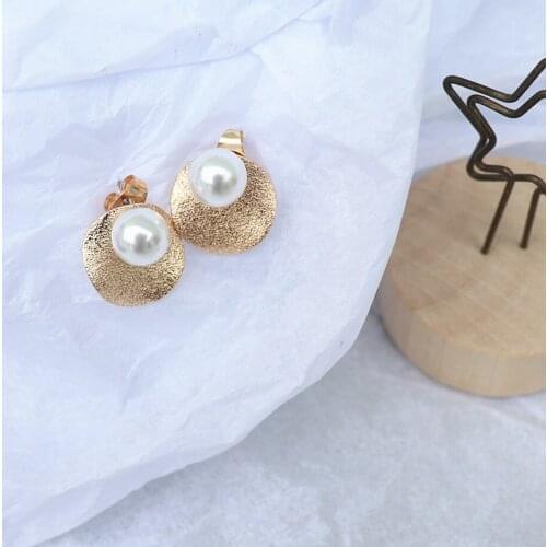 New Ins Niche Ear Jewelry Simple Frosted Surface Small Temperament Pearl Earrings Party Fashion Gift Jewelry