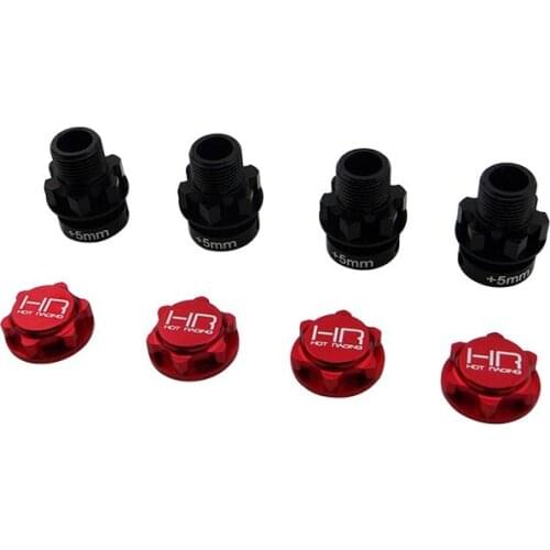 Hot Racing 17mm hex wheel adapter set with +5mm hub extensions and serrated captured wheel nuts for 1/8 Arrma Nero