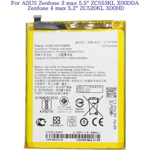 Ciszean 1x 4120mAh C11P1609 Replacement Battery For ASUS Zenfone 3 max 5.5" ZC553KL X00DDA / Zenfone 4 max 5.2" X00HD ZC520KL
