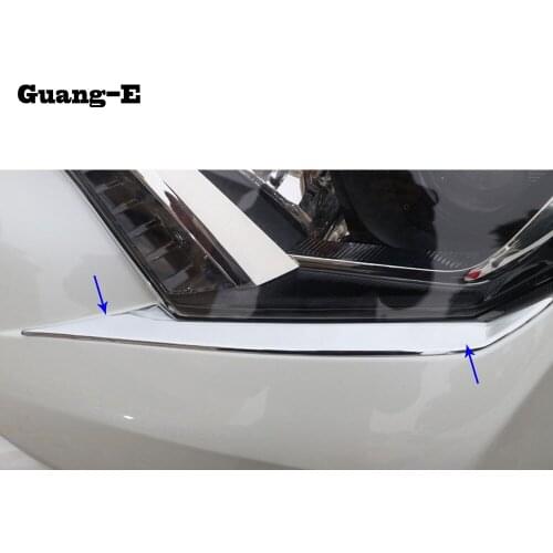 Car styling body head front Eyebrow/trim light lamp frame stick ABS Chrome hoods moulding 2pcs For Toyota RAV4 2016 2017 2018