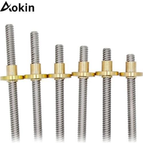 Lead Screw 100mm 150mm 250mm 300mm 330mm 350mm 400mm 500mm 3D Printers Parts 8mm Trapezoidal Screws Copper Nuts Leadscrew Part
