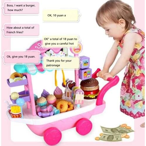 36 Pcs Candy Cart Toy Set Pretend Game Mini Children Educational Ice Cream Plastic House Play Funny Gifts Simulation DIY