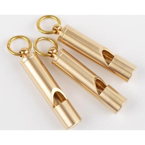 Vintage Brass Whistle Handmade Pure Brass Survival Whistle Keychain Pendant Outdoor Supplies EDC Tools Survivalist Gear