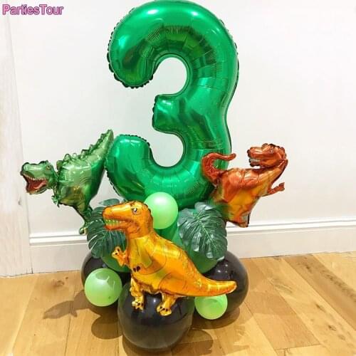 4pcs 47X35cm Mini Dinosaur Foil Balloon Boys Animal Balloons Toy Childrens Dinosaur Birthday Party Jurassic Decors Mini Ballons