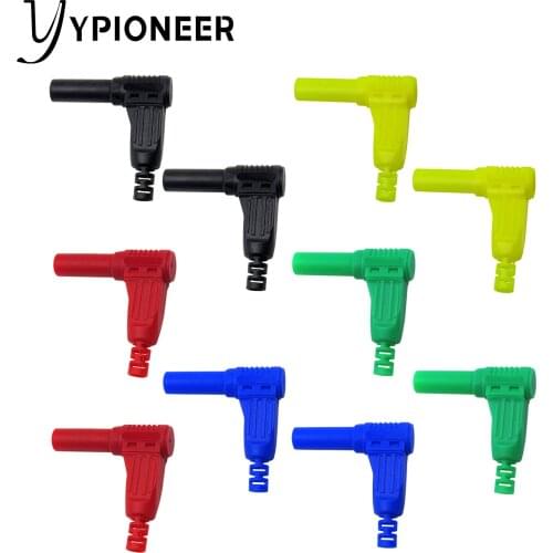 Cleqee P3014 10pcs High Quality safety 4mm shrouded 90 degree Right Angle Banana plug self-assembly DIY connectors