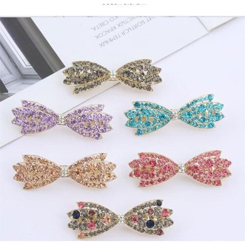 2021 New Korean Style Hairpin Simple Clip Alloy Headdress Rhinestone Bow Card Issuance For Women
