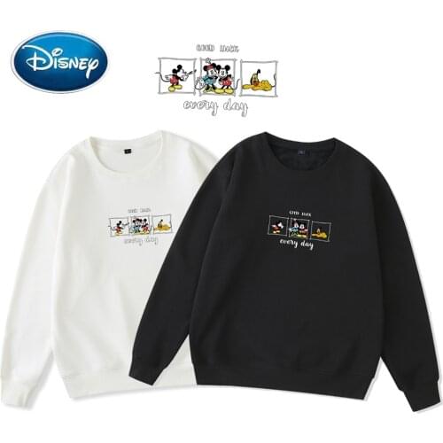 Disney Sweatshirt Fashion Minnie Mickey Mouse Pluto Letter Cartoon Print Women Unisex Long Sleeve Streetwear Top 9 Colors Femme