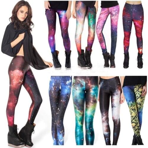 Hot Sales Women Punk Galaxy Space Running Leggings 7 Patterns Red Blue Grey Purple Outdoor Pants S To 4XL