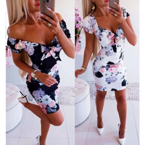 Women Evening Pencil Dress Summer Sleeveless Bodycon Short Mini Party Club Sundress Boho Floral Bandage Holiday Beach Vestidos