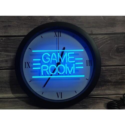 0B338 GAME ROOM Displays Toys TV APP RGB 5050 LED Neon Light Signs Wall Clock