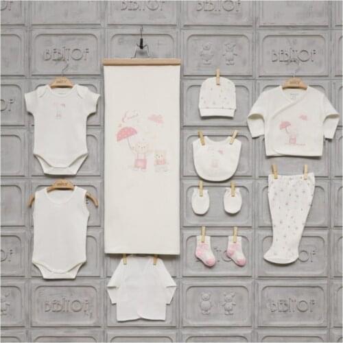 Girl Baby Rain Day 10 Piece Hospital Output 10'Lu Set Soft 100% Cotton Baby Gift Layette Hospital Outfit Baby Set 0-3 Month