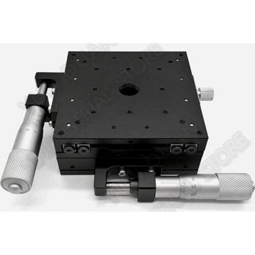 100*100mm XY Axis 4" Trimming Station Manual Displacement Platform Cross Roller Guide Way Linear Stage Sliding Table LY100-L